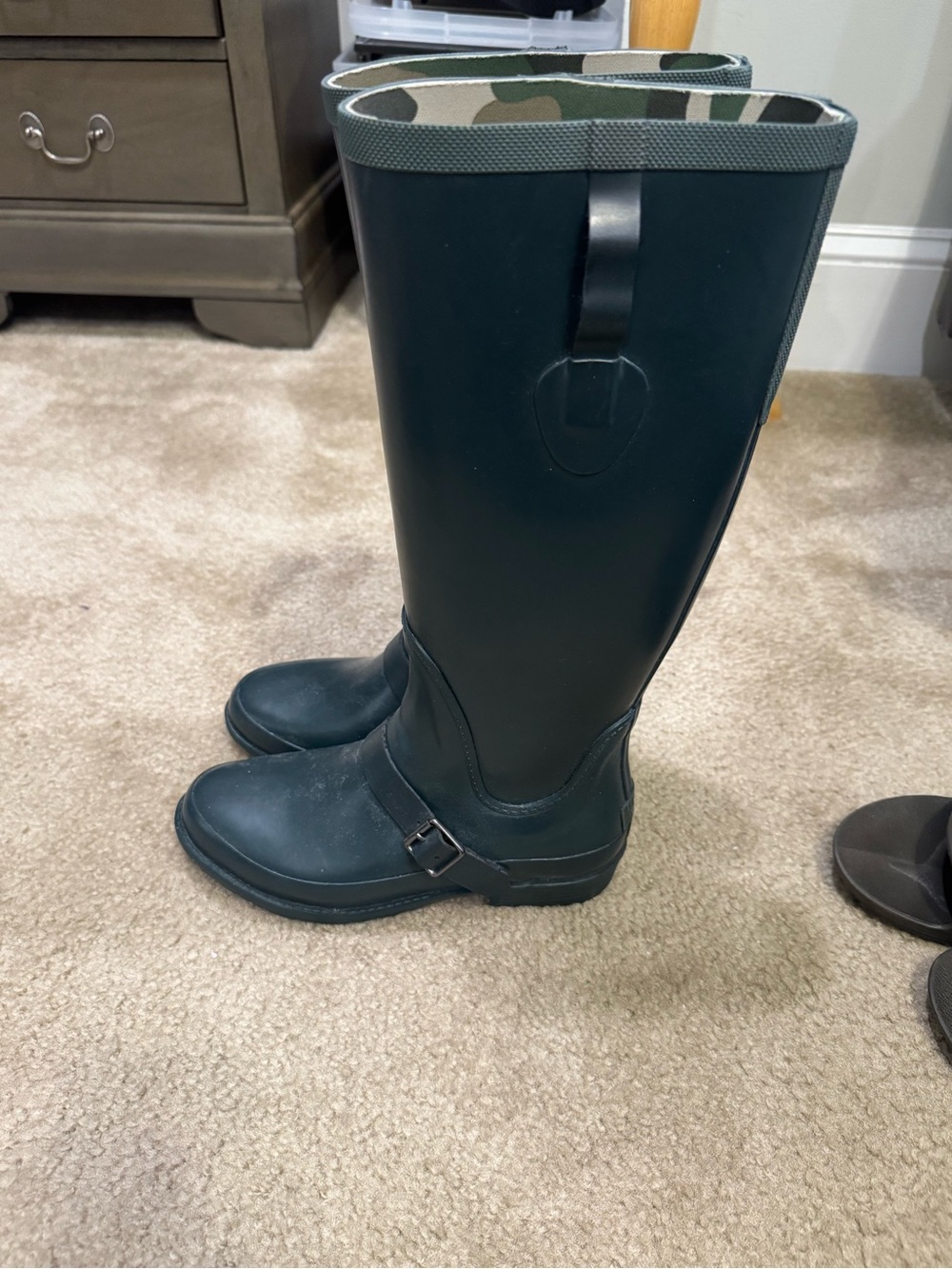 L.L. Bean Wellie’s Women's Camo Boot Socks in Green, Tan, Cream